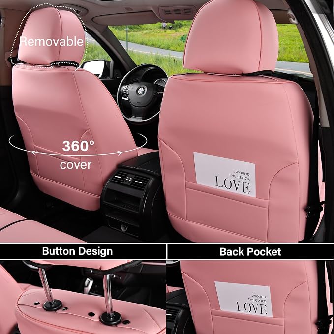 Coverado Car Seat Covers, Seat Covers for Cars, Waterproof Leather Auto Seat Protectors, Leather Car Seat Cushion, Car Interiors Accessories Universal Fit for Most Cars