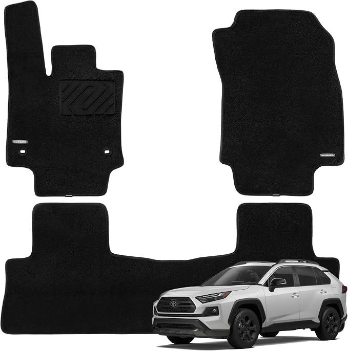 WENNEBIRD Carpet Floor Mats for Toyota RAV4 2019-2025, 3Pc | Not for 2026, 0.6-Inch Ultra-Thick Plush Carpet, Noise-Reducing Comfort, Waterproof TPE Layer, Anti-Slip Backing