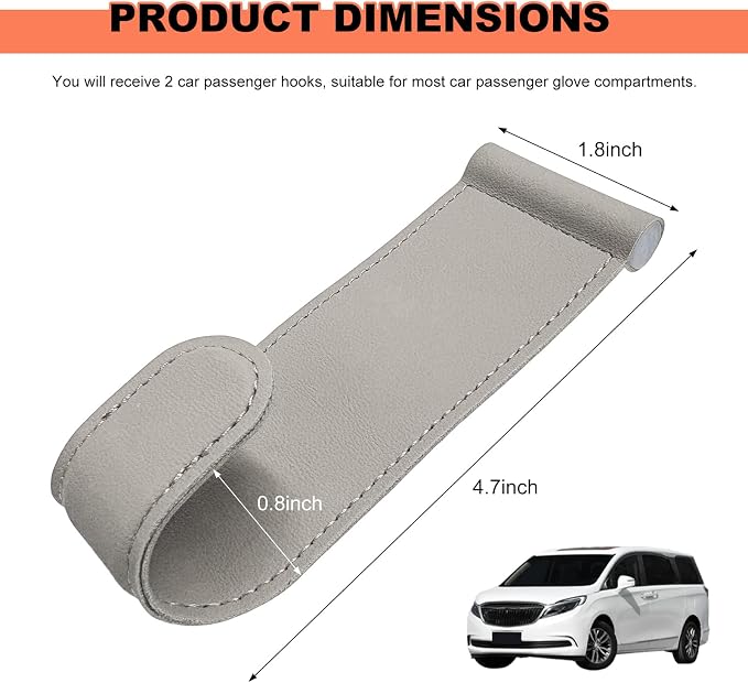 2 PCS Car Co-Pilot Glovebox Hooks, Anti-Scratch Leather Auto Glove Box Storage Hangers, Vehicle Glovebox Organizer Passenger Seat Hanging Hooks for Handbag Purse Umbrellas (White)