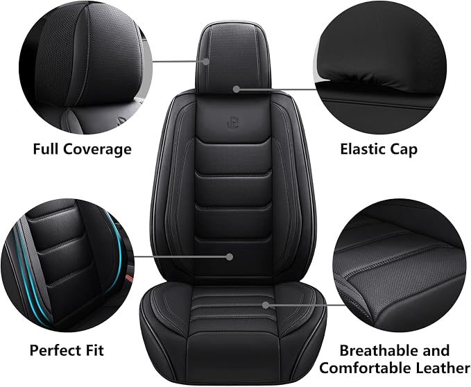 Full Coverage Faux Leather Car Seat Covers Full Set,Automotive Seat Covers for Cars,SUVs Pick-up Truck, Car Seat Cushion, Black Seat Covers,Front Seat Cover,Car Seat Protector