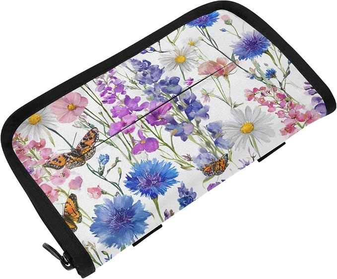 Pink Bluebonnets Daisy Car Tissue Holder Durable Napkin Holder Hanging Tissue Holders Case Car Tissues Bag for Sun Visor Seat Back Universal Auto