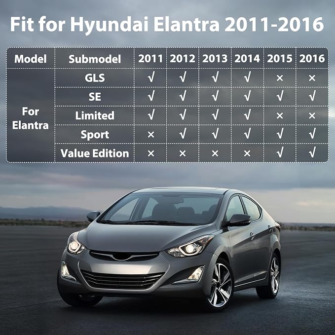 Floor Mats for Hyundai Elantra 2011-2016, Custom Fit TPE Liners | All Weather Protection Floor Mats Cargo Liner for Elantra 2016 2015 2014 2013 2012 2011 Odorless Anti-Slip Car Mats Black