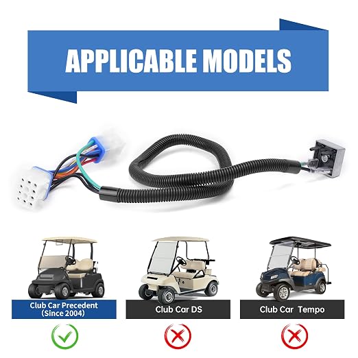 10L0L Golf Cart Harness Adapter-12V Headlight Voltage Reducer Harness for Club Car Precedent (Since 2004) Gas Golf Cart Light Harness, 9 Pin to 12 Pin Converter Harness