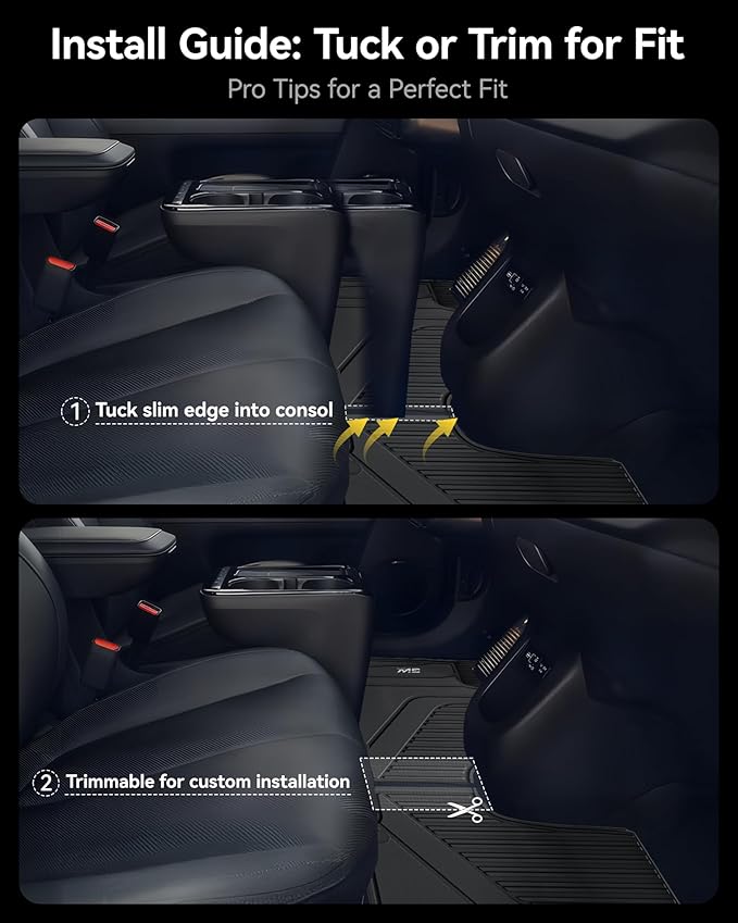 3W Floor Mats for Hyundai Ioniq 5 2022-2024 (Only for Unmovable Console), TPE All Weather Custom Fit Floor Mats for Hyundai Ioniq 5 1st and 2nd Row Full Set Car Liners, Black