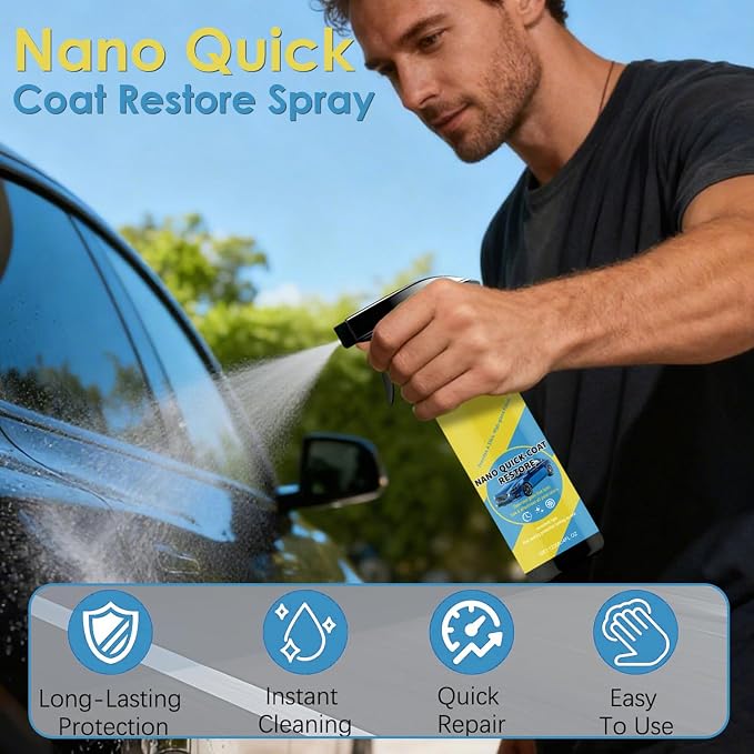 2PCS Nano Quick Coat Restore Coating Spray, 2026 Advanced Nano Quick Effect Coating Agent for Car, Car Coating Spray for Long-Lasting Shine