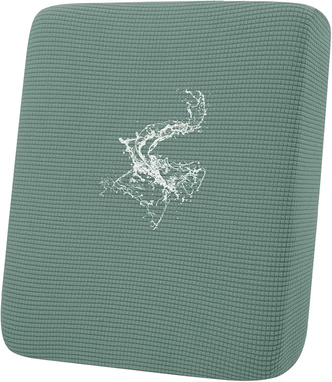hyha Waterproof Couch Cushion Covers for Pets, Non Slip Sofa Seat Cover for Dogs Washable, Soft Thick Stretch Jacquard Fabric, Sofa Slipcovers with Elastic Bottom (1 Piece for Backrest L, Green)