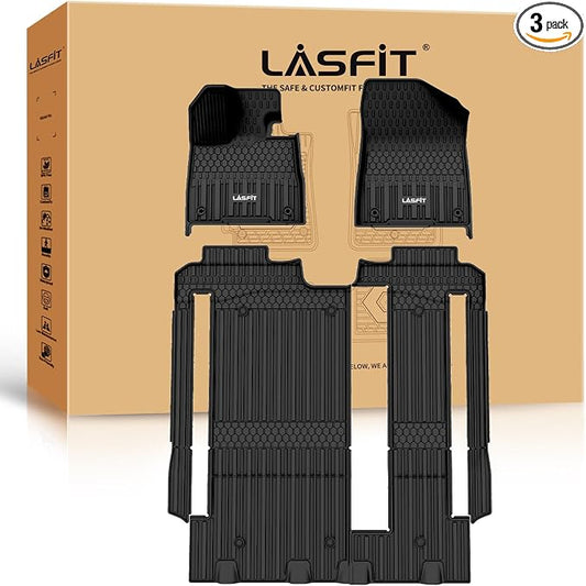 LASFIT Floor Mats for Toyota Sienna 8 Seats 2021-2025 2026 All Weather TPE Custom Fit Floor Liner for Toyota Sienna LE/XLE 8 Passenger Front and Rear Car Mats, Black