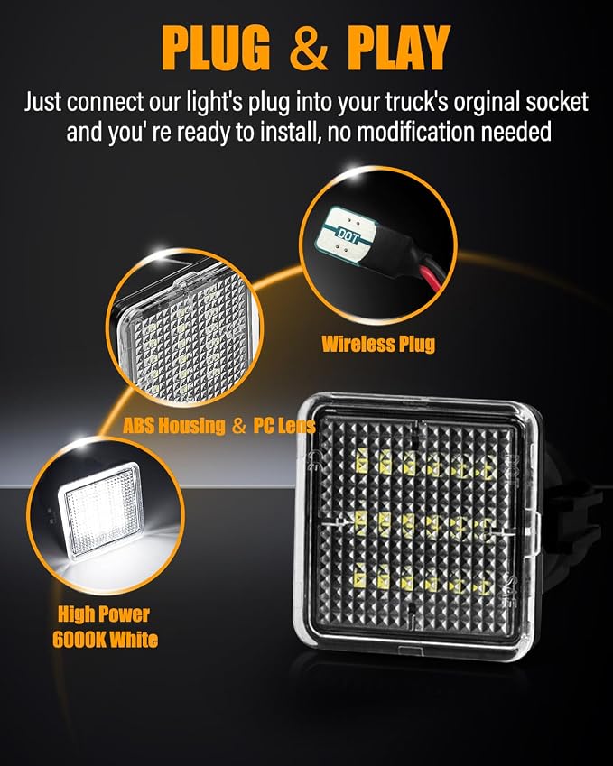 LESAUCE LED License Plate Light for Tacoma 2016-2022 & Tundra 2014-2021 Pickup6000K White, Tag Lamp Assembly Replacement, Pack of 2