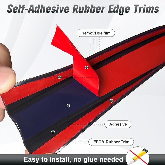 Rubber Edge Trim, Self Adhesive U Channel Edge Trim, Big Size U Shaped Trim, Edge Banding for Plywood, Woods, Shelf, Cabinet, Countertop, Size7/8 inch (22mm), Length 20Ft, Black
