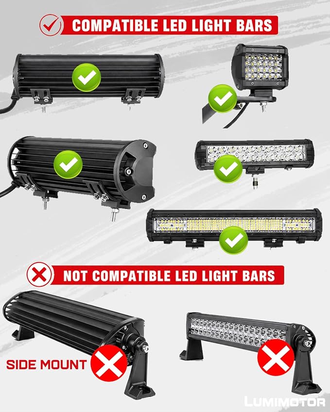 Light Bar Mounting Brackets, 2PCS Universal Base Mount Bracket Kits Adjustable for LED Pod Lights Cubes Fog Light Bar - 2 Years Warranty