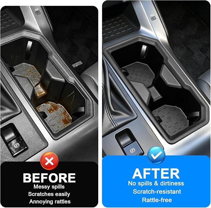 Cup Holder Insert for 2026 Toyota RAV4 Accessories, Spill-Proof, No Rattling Drink Holder Organizer, Center Console Silicone Cup Coaster Protector Anti-Slip Liner (Black)