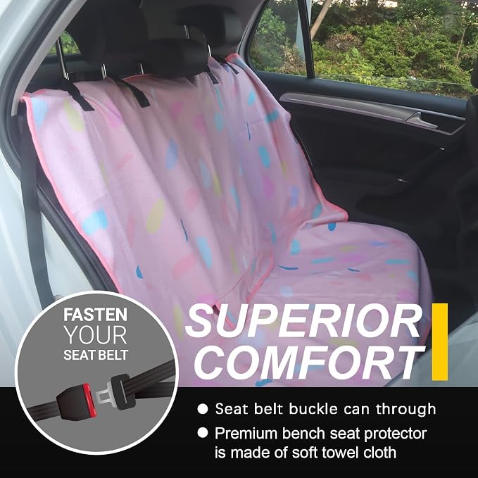 Back Seat Cover for Car Trucks Van SUV Jeep,Waterproof Rear Bench Towel Seat Covers for Kids,Automotive Backseat Protector (Pink Marbling)