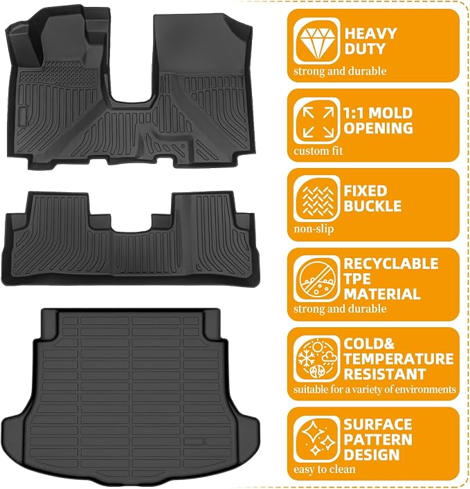 Floor Mats for Honda CRV 2007 2008 2009-2011, 2010 CRV Floor Mats | for Honda CRV Floor Mats TPE Waterproof Summer Winter Floor Liners, 1st & 2nd Row & Cargo Liner