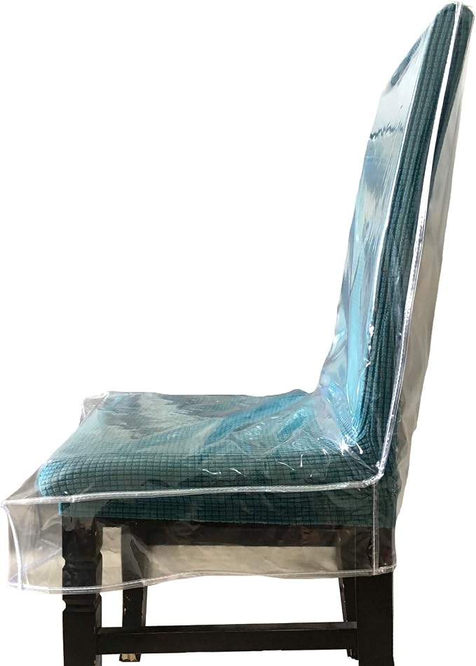 Swanna Plastic Dining Chair Covers with Backrests, PVC Clear Chair Seat Cover, Waterproof Kitchen Protector Chair Slipcover for Party No Dust/Dirt/Spill, Fit W/21 x D/18 Inch (4 Pack)