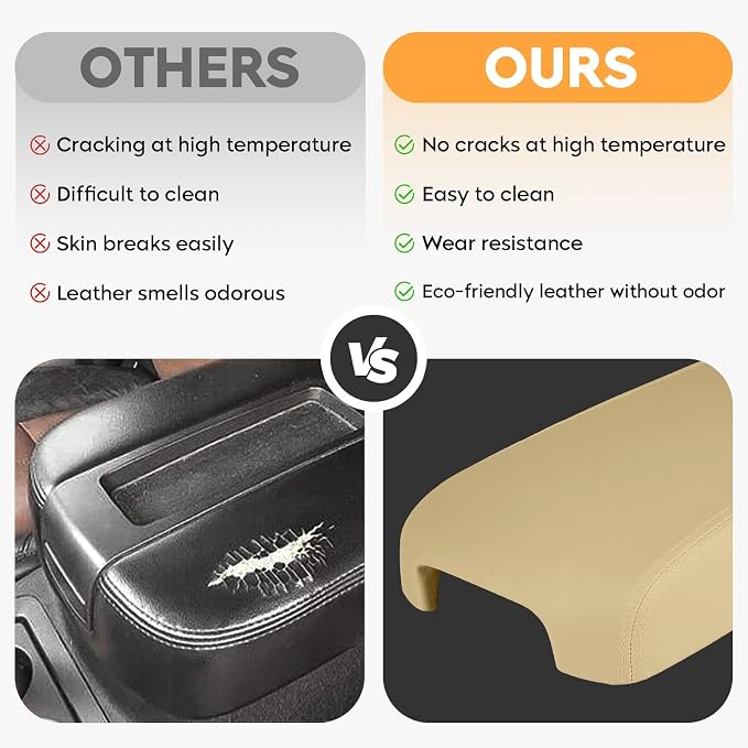 Aeagle Beige Center Console Cover Armrest Lids w/Base for Nissan Altima 2013-2018, PU & ABS Plastic