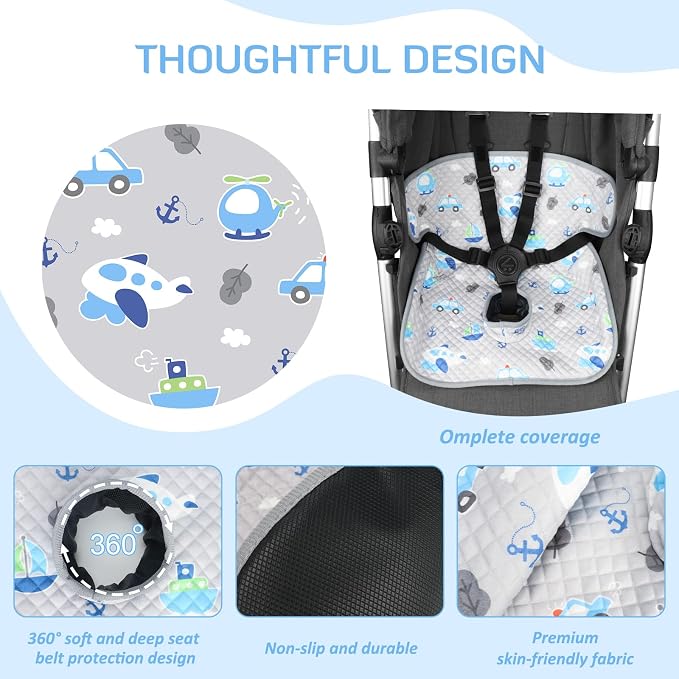 INFANZIA Dry Seat,Car Seat Protector Waterproof Carseat Liner Potty Training Toddlers, Baby and Infants, Piddle Pad for Carseats Strollers (Gray Plane Car, 2 Packs