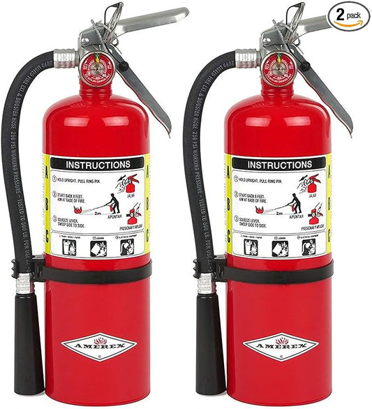 Amerex B500, 5 lb ABC Dry Chemical Fire Extinguisher – Class A, B & C Rated with 12–18 Ft Range and 14 Second Discharge Time, 2-Pack | 10b:c, 14 Sec Discharge, 12-18 Ft Range, Includes Two Extinguishers