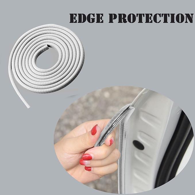 Car Door Edge Guards, 16Ft Rubber Seal Car Door Edge Trim, U Shape Door Edge Protector Guard, Aluminum Weather Proofing Automotive Door Edge Molding Protection for Most Car (Gray)