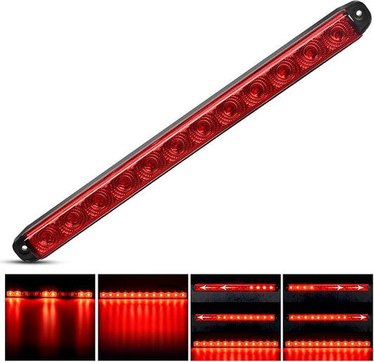 Nilight Trailer Light 16Inch 12 LED Red Running Brake Sequential Turn Signals Lights Waterproof Rear Maker ID Bar for 12V Boat Truck RV | Waterproof Rear Maker ID Bar For 12V Boat Truck RV, High Visibility Identification Strip