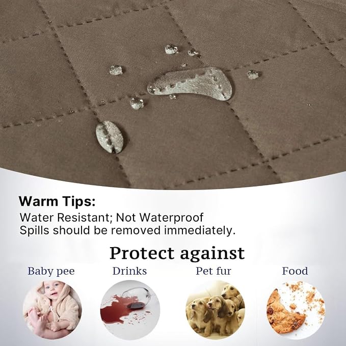 H.VERSAILTEX Water Repellent Loveseat Cover Loveseat Slipcover for Dogs Couch Protector Reversible Couch Cover for 2 Cushion Couch Furniture Protector for Pets(Oversized Loveseat, Taupe Brown/Beige)