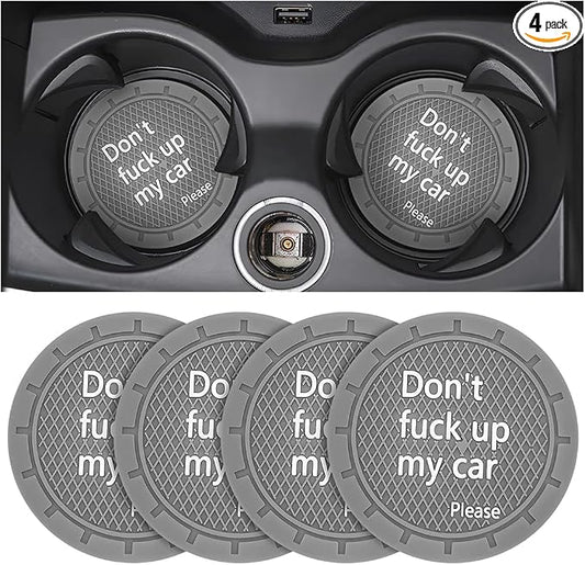 8sanlione Car Cup Coaster, 4Pcs 2.75 Inch Auto Cup Holder Insert Coasters, Non-Slip Waterproof Embedded Drink Mat, Automotive Interior Accessories for Men and Women (D Gray/4PCS)