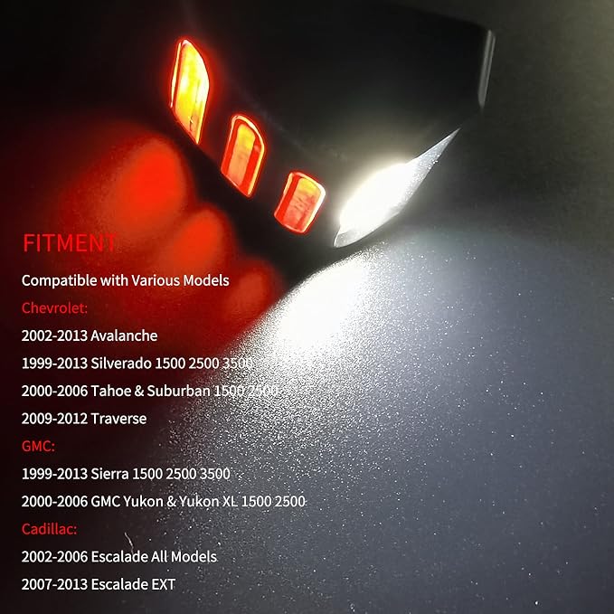 AlyoNed Red OLED Neon Tube LED License Plate Light Tag Lamp Assembly Compatible with Chevy Silverado GMC Sierra 1500 2500 3500 Suburban Tahoe Yukon XL Cadillac Escalade EXT