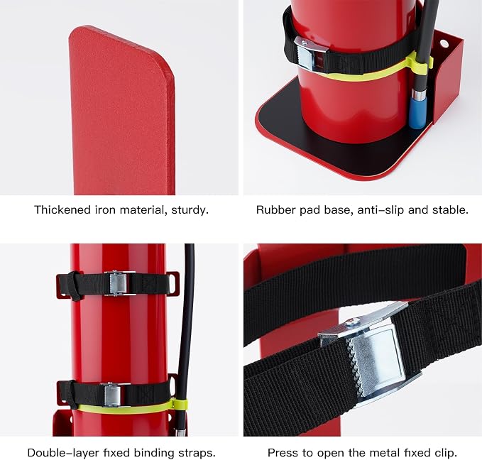 Fire Extinguisher Mount,Heavy Duty Vehicle Bracket Compatible with 20lb ABC, 10lb CO2 or a 15lb CO2 Fire Extinguishers (Red)