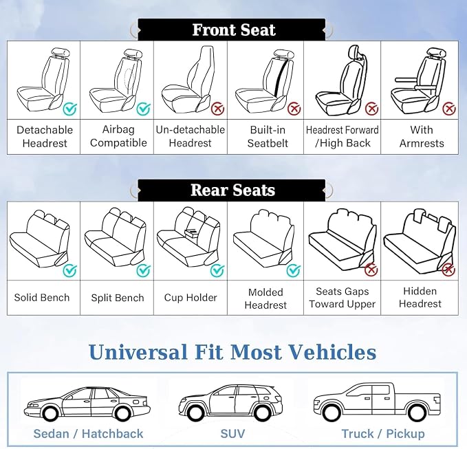 Coverado Car Seat Covers Full Set, Front Seat Cover and Back Seat Covers for Cars, Faux Leather Waterproof Seat Covers, Car Seat Protectors, Automotive Seat Covers Universal for Most Vehicles Beige