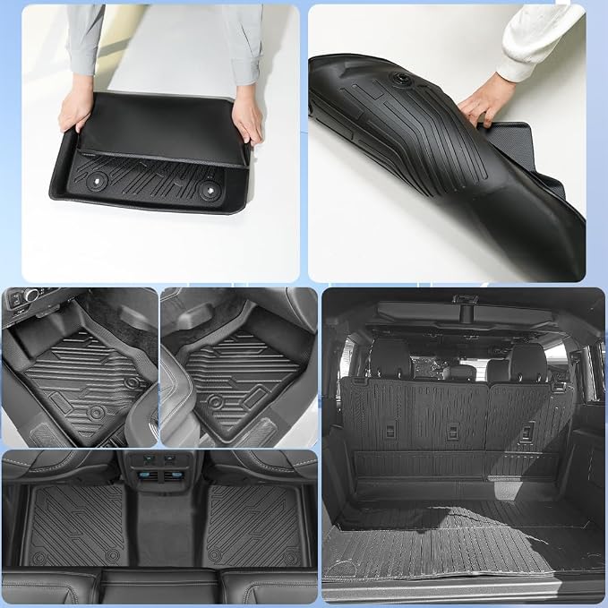 All-Weather Car Floor Mats for Ford Bronco 4 Door 2021-2025 Custom Fit Floor Liners Full Set (Front, Rear, Cargo) Easy to Clean Ford Bronco Accessories (Not for Sport/2-Door)