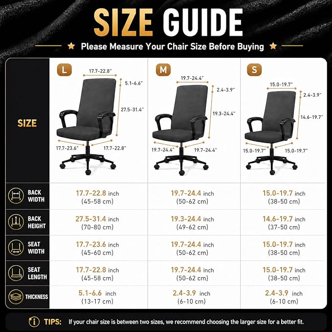 DIVA EN CAMINO DEC Durable Zipper Office Chair Cover, Stretch Soft Slipcover for Computer, Desk, or Boss Chair