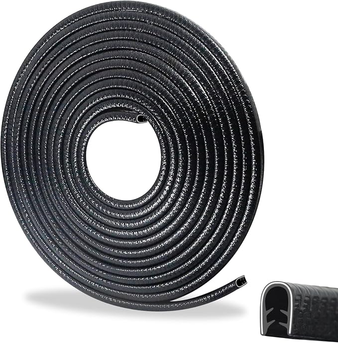 16.4FT Car Door Edge Guard Trim U Shaped Metal Clips No Adhesive Protector | Flexible Car Door Protector, Easy to Trim for a Precise Edge Fit, Scratch-Resistant, Protects from Wall Scuffs and Dings