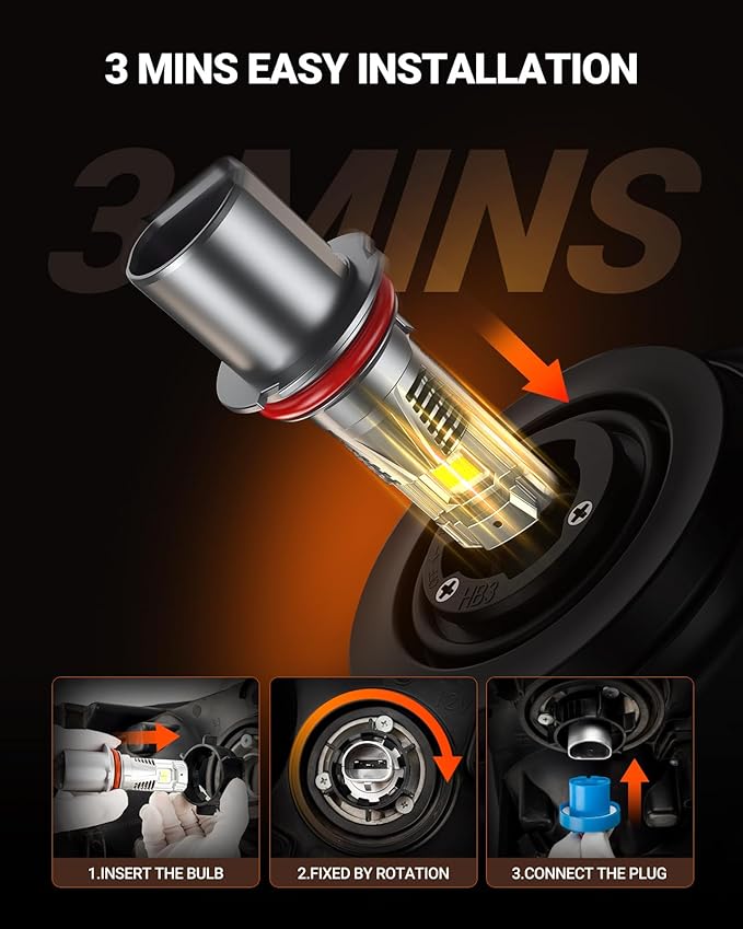 SEALIGHT 9007/HB5 LED Bulb, 1200% 70000LM Super Brighter than Origin, 6500K White Canbus Ready, IP68 25000RPM Cooling Fan with 80000Hrs Lifespan, 3Mins Fast Installation, 2 Pack