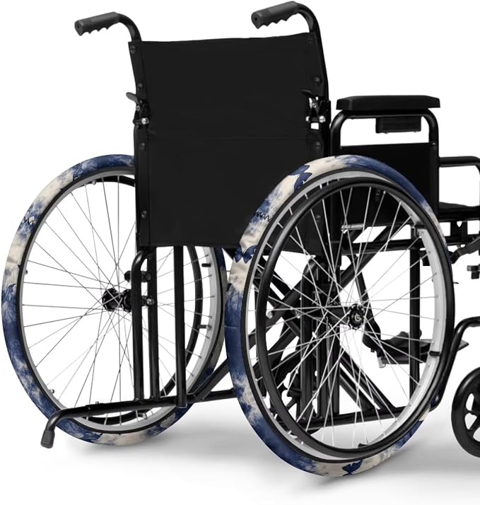Tie Dye Butterfly Wheelchair Wheel Covers 2 Pack Wheelchair Tyre Covers Neoprene Wheel Cover for Transport Wheelchair Wheels, 24 Inch
