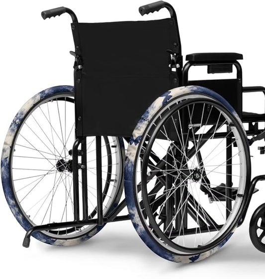 Tie Dye Butterfly Wheelchair Wheel Covers 2 Pack Wheelchair Tyre Covers Neoprene Wheel Cover for Transport Wheelchair Wheels, 24 Inch