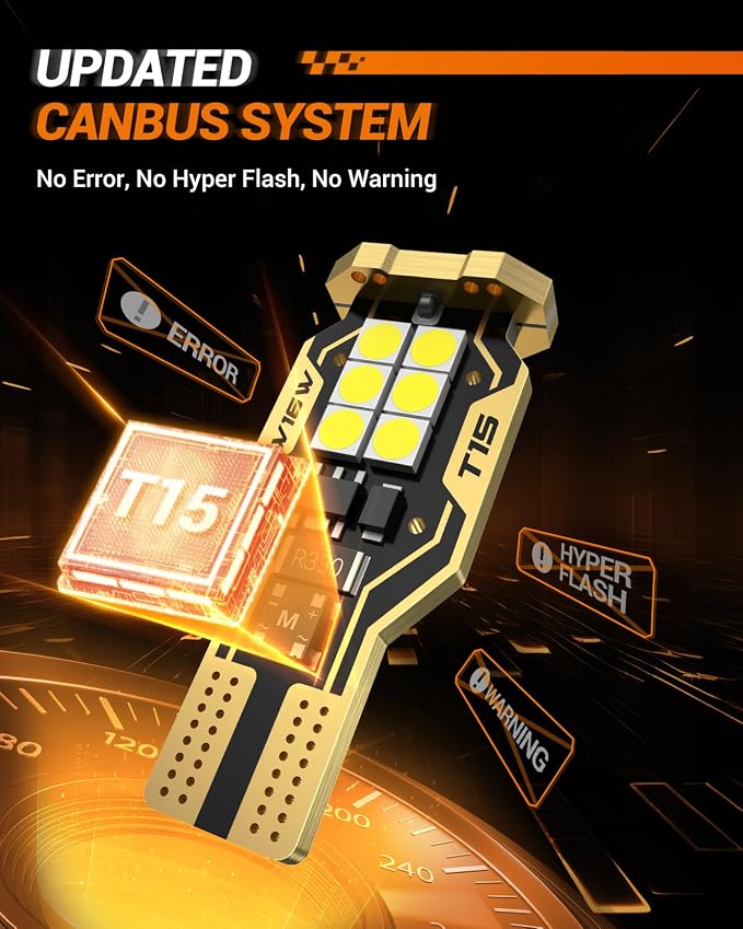 SEALIGHT 921 LED Bulb Reverse Light 500% Super Bright T15 Reverse Light Bulb 3030-SMD Chipsets Canbus Error Free 906 W16W 922 912 921 LED Bulb for Backup Lights, 6000K White Pack of 2