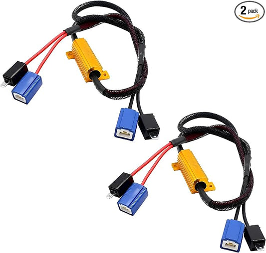 BESULEN 2PCS H1 Car LED Resistor Kit, 50W 6Ohm Vehicle Headlight Anti Flicker Error Decoder, Auto Fog Turn Signal Bulb Load Resistor Relay Harness Adaptor, Universal Auto Accessories
