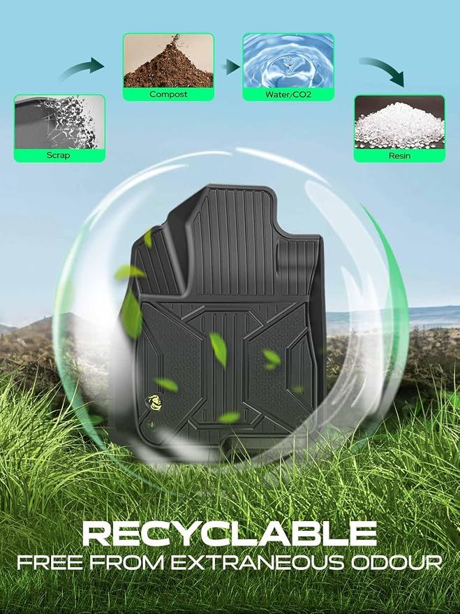 YHTAUTO Automotive Floor Mats Compatible with Honda CR-V 2017-2022 Hybrid Models, TPE All Weather Floor Liner Odorless Custom Fit Car Mats, 1st & 2nd Row, Set of 3