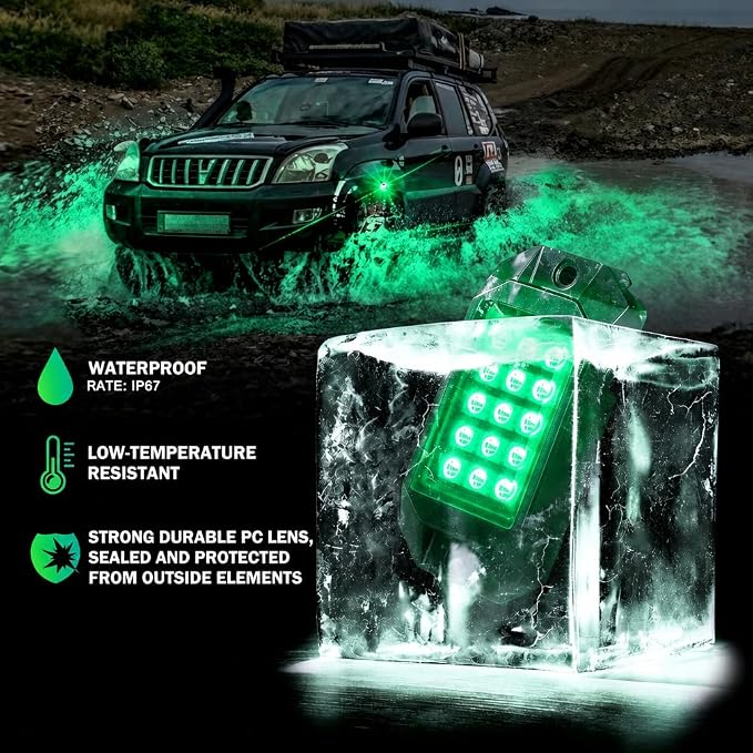 Xprite Bluetooth Rock Lights Kit, Multicolor Neon Lighting Cars Underglow Footwell Wheel Well Light Pods, w/RF Remote Controller for Off-Road, Trucks, UTV, ATV, SUV, RZR, Motorcycles, Boat 8 PCS