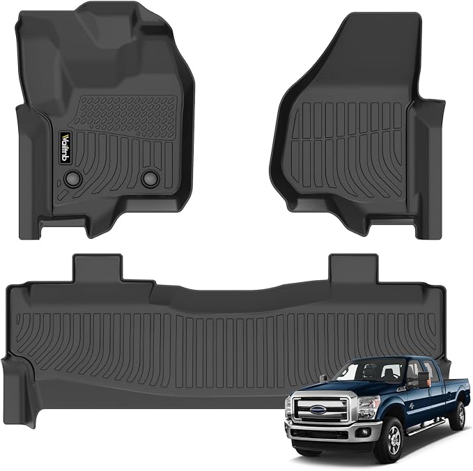 Wailtnb-Mats for Ford F-250/F-350/F-450/F-550 2011-2016 Super Duty Crew Cab Floor Mat All Weather Floor Liner Car Mat for F250 Custom Fit Automotive Full Set Accessories