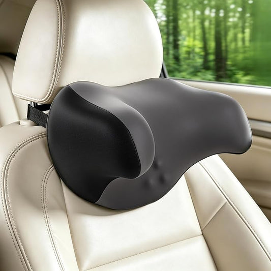 RURISUN U Shaped Pillow,Car Headrest Pillow, for Sleeping with Adjustable Strap Travel Cervical Neck Pillow,100% Memory Foam Breathable Removable Cover(Gray, 1PC)