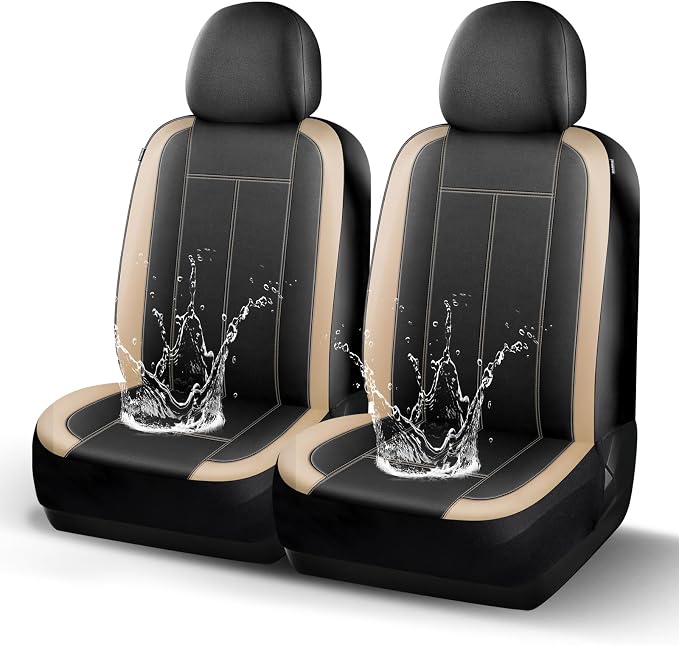 HChengkikz 2 Pack Front Neoprene Car Seat Covers | Waterproof Comfortable Seat Protectors, Airbag Compatible Universal Fit for Sedans, SUVs, Trucks, Vans