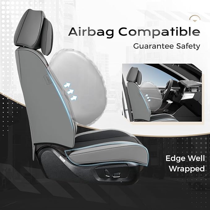 Coverado Car Seat Covers, Seat Covers for Cars, Waterproof Leather Auto Seat Protectors, Leather Car Seat Cushion, Car Interiors Accessories Universal Fit for Most Cars