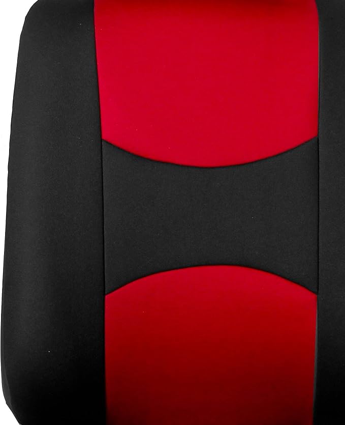 FH Group Car Seat Covers Front Set in Cloth - Car Seat Covers for Low Back Car Seats with Removable Headrest,Universal Fit,Automotive Seat Covers,Washable Car Seat Cover for SUV,Sedan,Van Red