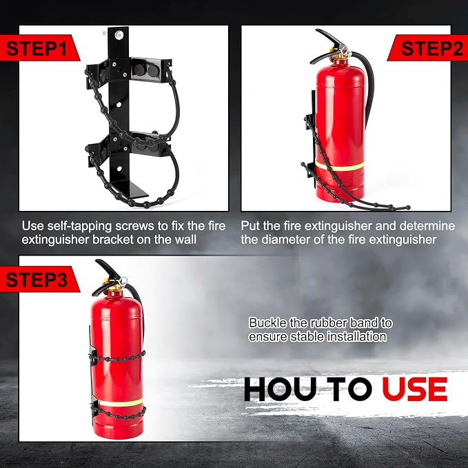 RattanView 2 Pcs Fire Extinguisher Mount Bracket Adjustable, Supports up to 2.5 and 5lb, Heavy-Duty and Easy Installation, Ideal for Home, Truck, RV, Boat, Commercial Use, Secure and Durable Holder