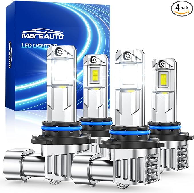 Marsauto 9005 9006 Light Bulbs Combo, 80,000LM 9X Ultra Bright, 6500K Cool White, 1:1 Mini Size HB3 & HB4 Fog Light Only Fog for Rain Light, Plug N Play, Pack of 4