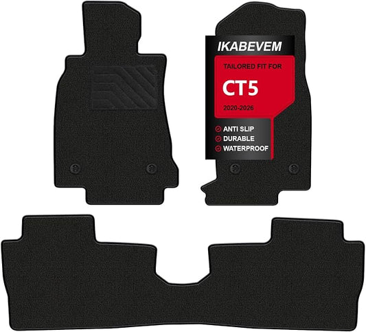 IKABEVEM Superior Carpet Floor Mats for 2020-2026 Cadillac CT5, All-Weather Waterproof Anti-Slip