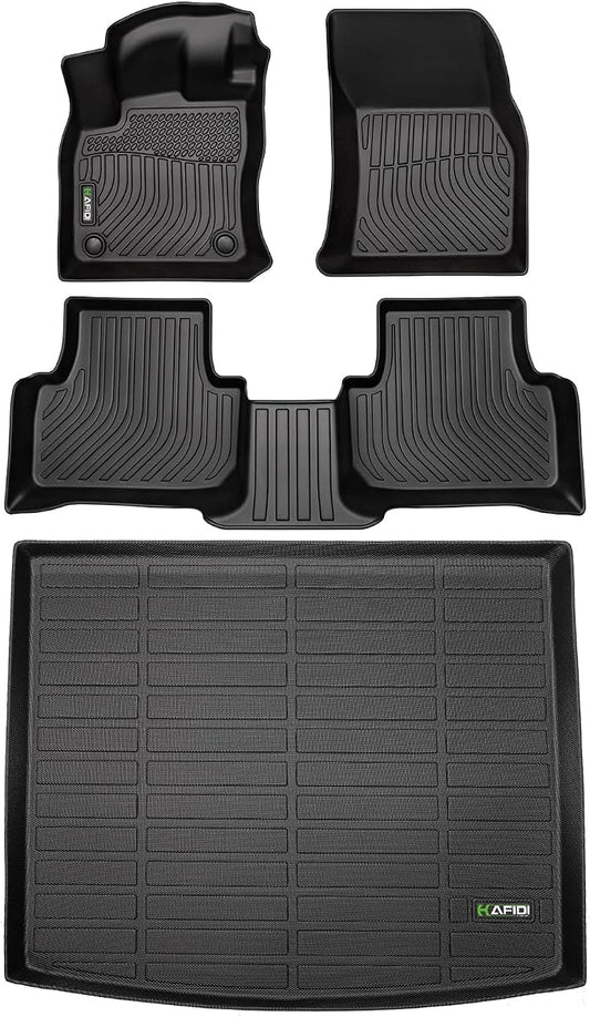 HAFIDI® Floor Mats & Cargo Liner Set Fit for 2022 2023 2024 2025 2026 Volkswagen Taos AWD (Only AWD) All Weather Protection TPE Anti-Slip Car Full Set Floor Liners Custom VW Taos Accessories - Black