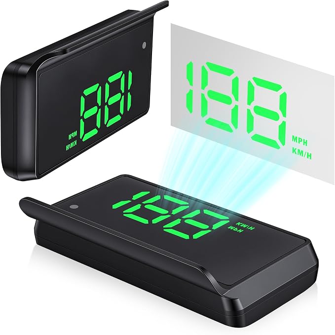 SINGARO Heads up Display for Cars, Universal USB Plug Digital GPS HUD Speedometer with Large Font, Automatic Brightness Adjustment, Car Interior Accessories for Women and Man(Green)