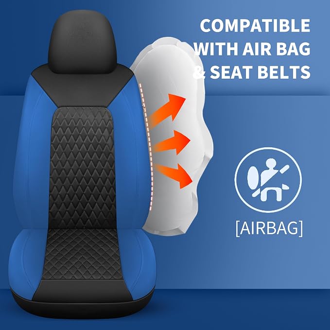 HChengkikz Faux Leather Full Set Car Seat Covers, Front & Split Rear | Bench Seat Protectors, Easy to Install Universal Fit for Sedans, Trucks, Vans, SUVs Automotive Interior Accessories