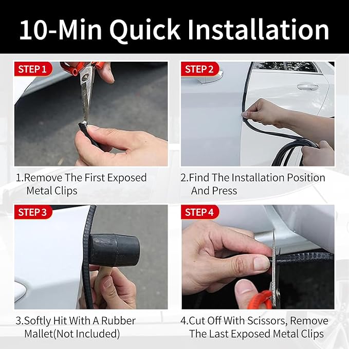 Car Door Edge Guards, 16Ft Rubber Seal Car Door Edge Trim, U Shape Door Edge Protector Guard, Aluminum Weather Proofing Automotive Door Edge Molding, Protection for Most Cars (White)